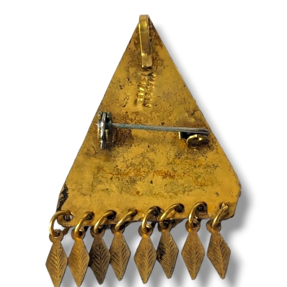 Vintage Vermeil Gold Wash Sterling Silver & Turquoise Eilat Stone Pin Brooch - Picture 3 of 5